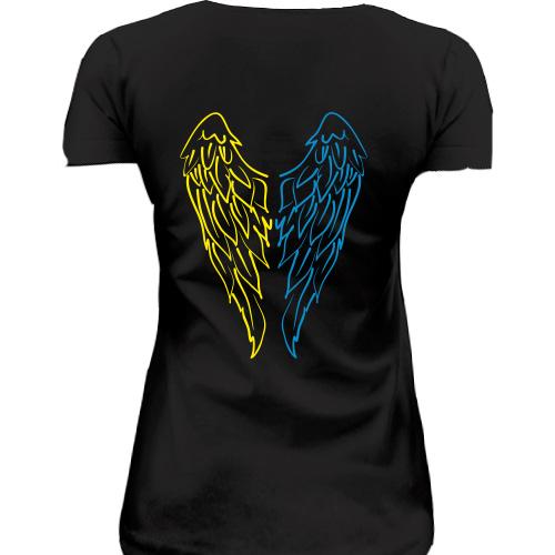 Женская удлиненная футболка Украинский ангел
