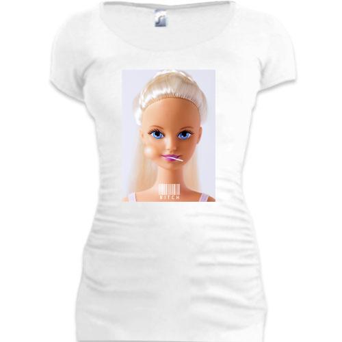 Женская удлиненная футболка Bitch Barbie
