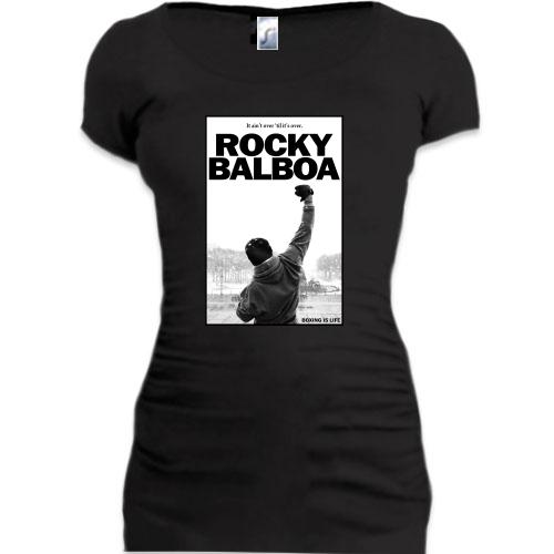 Женская удлиненная футболка с Рокки Бальбоа - Box is life