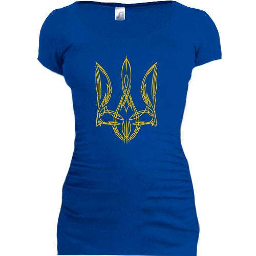 Женская удлиненная футболка с рисованным гербом Украины (3)