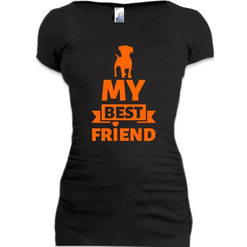 Женская удлиненная футболка Собака - мой лучший друг