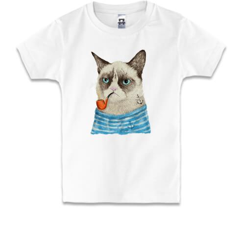 Детская футболка с котом-матросом