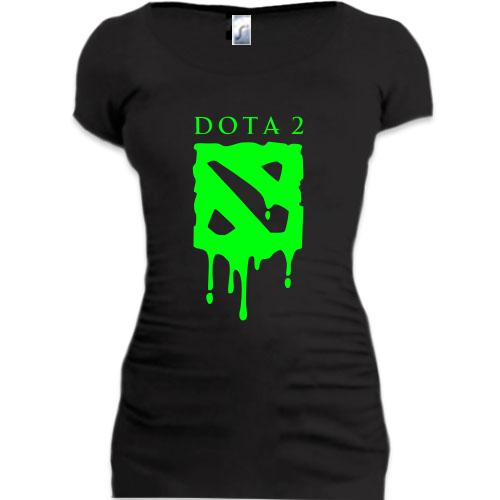 Женская удлиненная футболка кислотный лого DOTA 2
