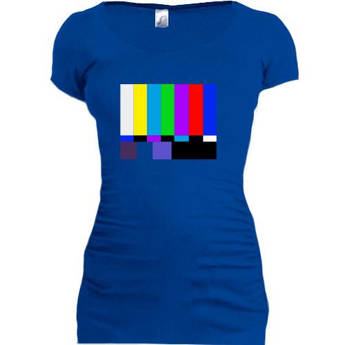 Женская удлиненная футболка с телевизионной тест-таблицей