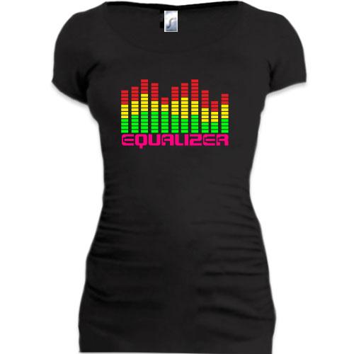 Женская удлиненная футболка с нарисованным эквалайзером