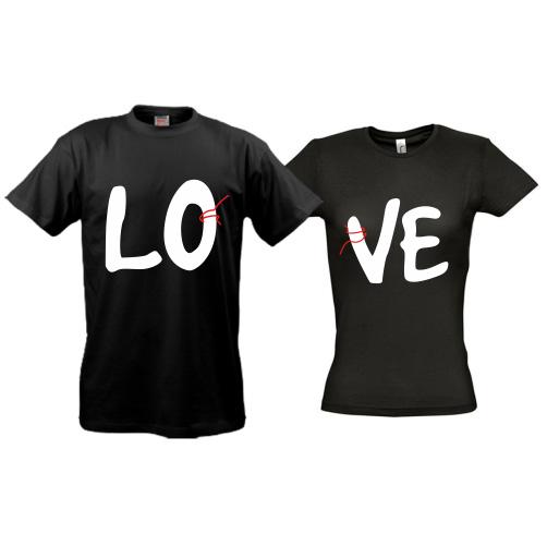 Парні футболки Love з нитками