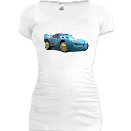 Женская удлиненная футболка с голубым Молнией Маквином