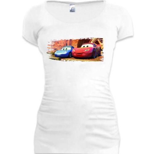 Женская удлиненная футболка Молния Маквин и Салли
