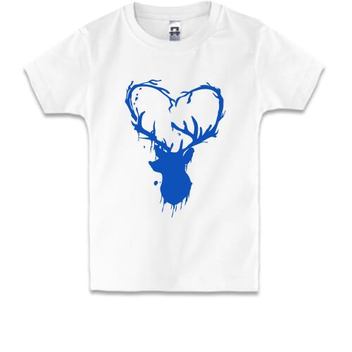 Детская футболка с рогами оленя в виде сердца