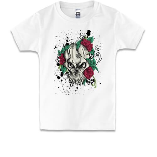Дитяча футболка з черепом і трояндами