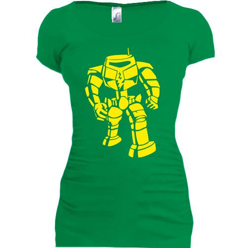 Женская удлиненная футболка Шелдона с роботом