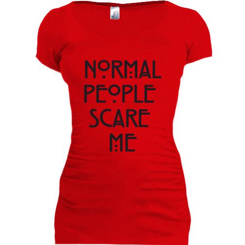 Женская удлиненная футболка Normal peoplle scare me