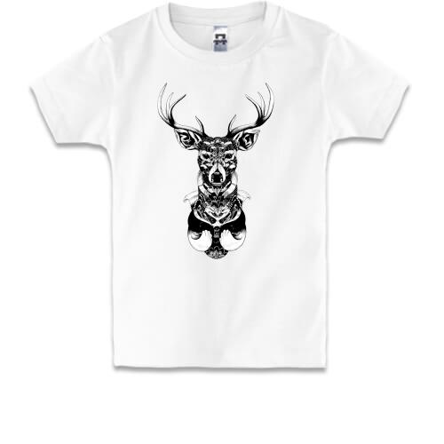 Детская футболка с оленем (этно)