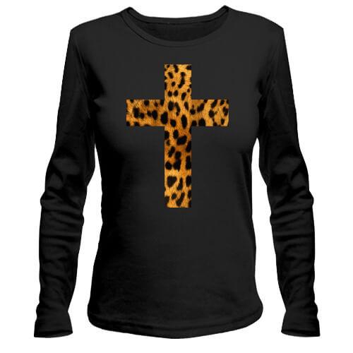 Жіночий лонгслів з леопардовим хрестом