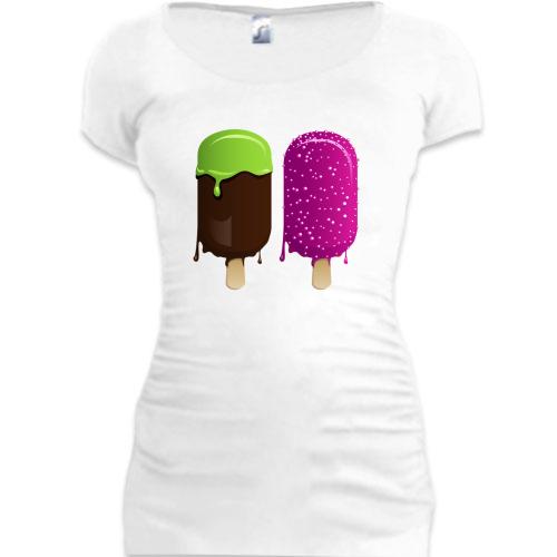 Женская удлиненная футболка Ice Cream Two