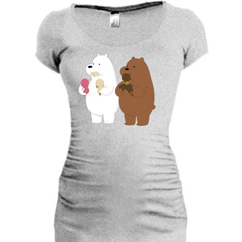 Женская удлиненная футболка bears love ice cream