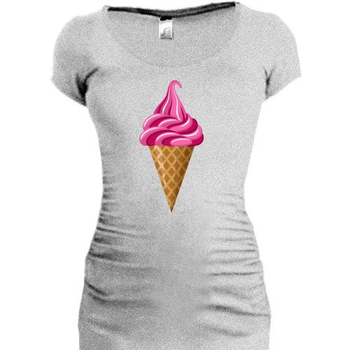 Женская удлиненная футболка Pink Ice Cream