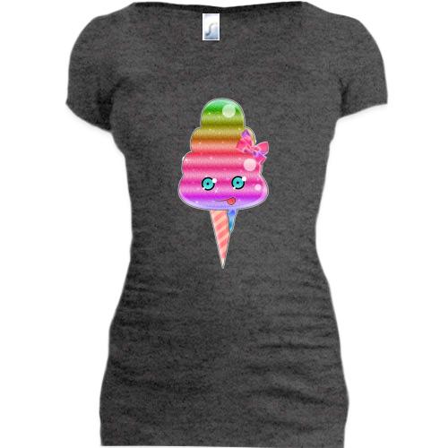 Женская удлиненная футболка Гламурное мороженко