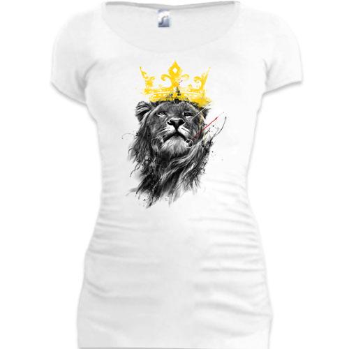 Женская удлиненная футболка со львом в короне