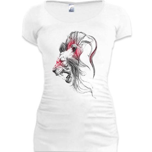 Женская удлиненная футболка со стилизованным профилем льва