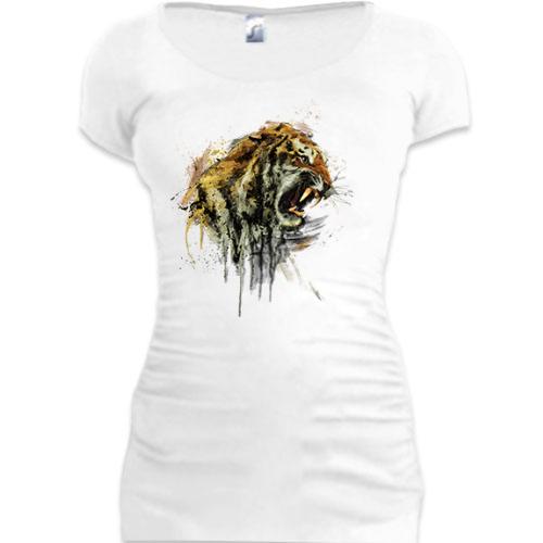 Женская удлиненная футболка со стилизованным леопардом