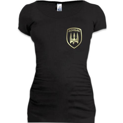Женская удлиненная футболка с эмблемой батальона Донбасс