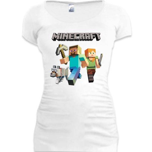 Женская удлиненная футболка Minecraft