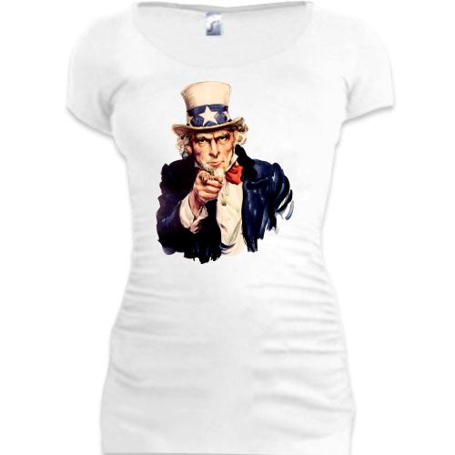 Женская удлиненная футболка Дядя Сэм (Uncle Sam)
