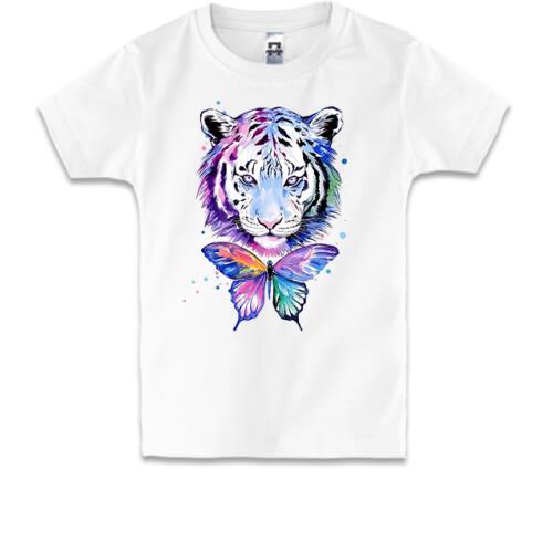 Детская футболка с тигром и бабочкой
