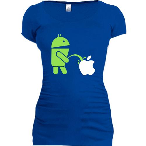 Женская удлиненная футболка Android vs Apple