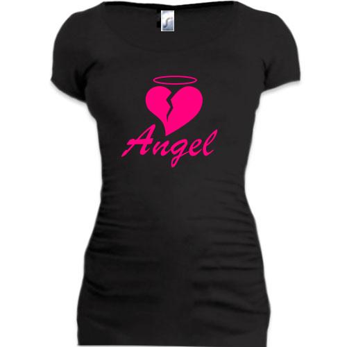 Подовжена футболка ангел рожевий