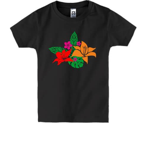 Детская футболка с тропическими цветами