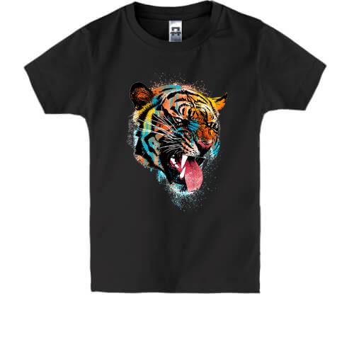 Детская футболка с разноцветным тигром