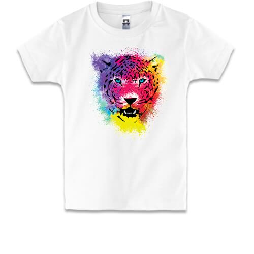 Детская футболка с разноцветным леопардом