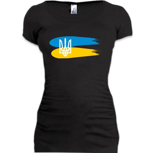 Женская удлиненная футболка с гербом Украины и красками