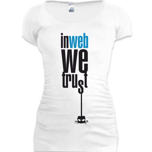 Женская удлиненная футболка In wed we trust