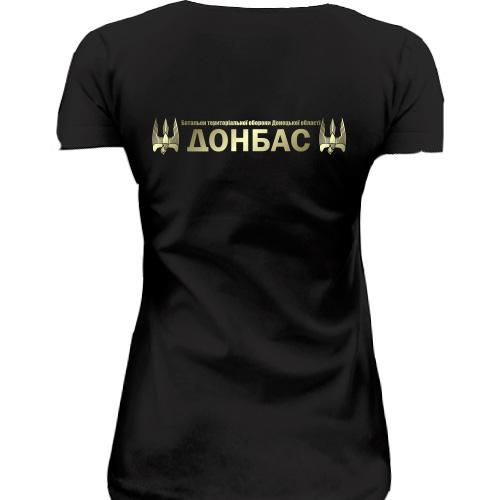 Женская удлиненная футболка с эмблемой батальона Донбасс (2)