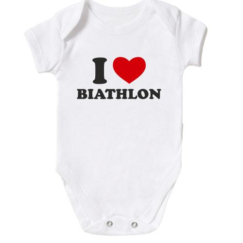 Детское боди Я люблю Биатлон — I love Biathlon