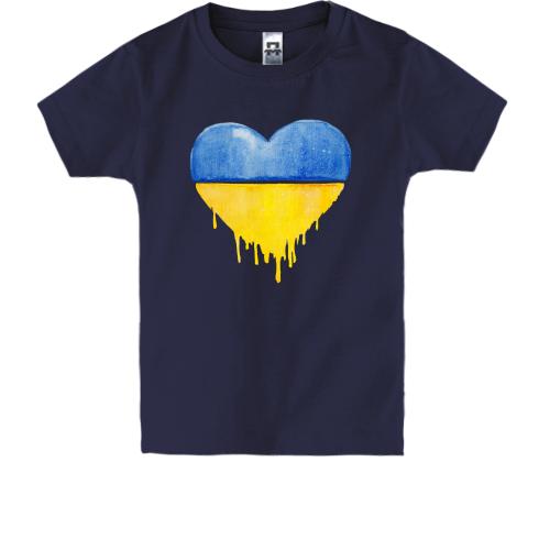 Дитяча футболка з жовто-синім серцем