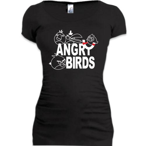 Женская удлиненная футболка Angry birds 1