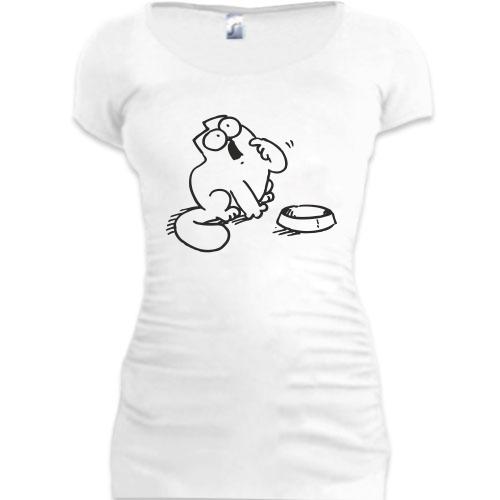 Женская удлиненная футболка Кот Саймона с миской