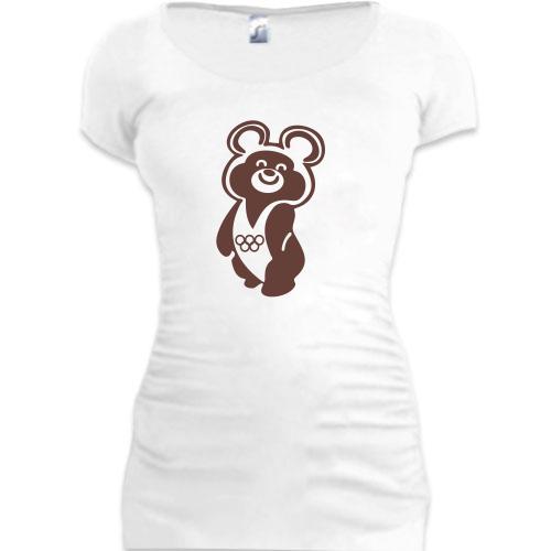 Женская удлиненная футболка Олимпийский мишка