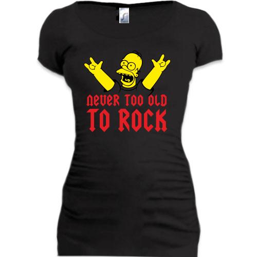 Женская удлиненная футболка Never too old to rock!
