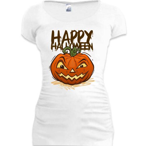 Подовжена футболка з написом Happy Halloween