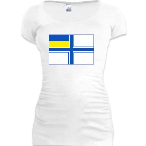 Женская удлиненная футболка с флагом ВМФ Украины