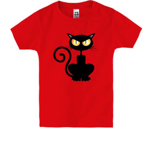 Детская футболка для Хэллоуина с черным котом