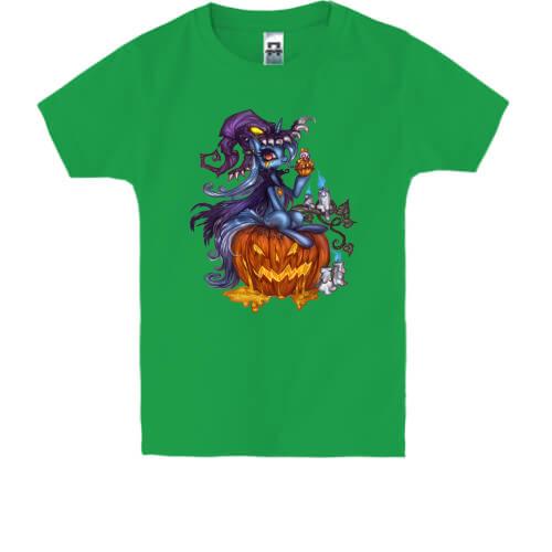 Дитяча футболка єдиноріг святкує Хеллоуїн