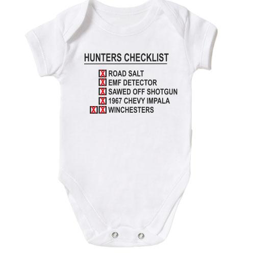 Дитячий боді с принтом  Hunters checklist