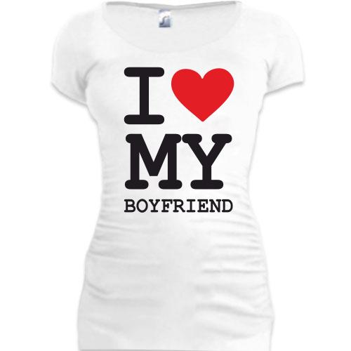 Женская удлиненная футболка I love my boyfriend