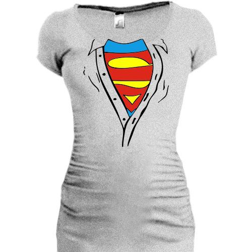 Подовжена футболка з розстебнутою сорочкою Superman